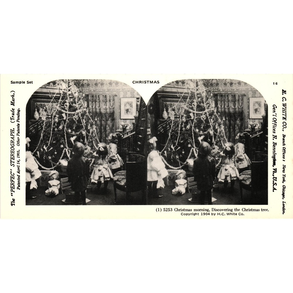 Christmas Morning Stereoview HC White‎ 1904 Vintage Stereo Reproduction